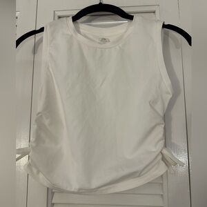 Girls white side rouched tank top